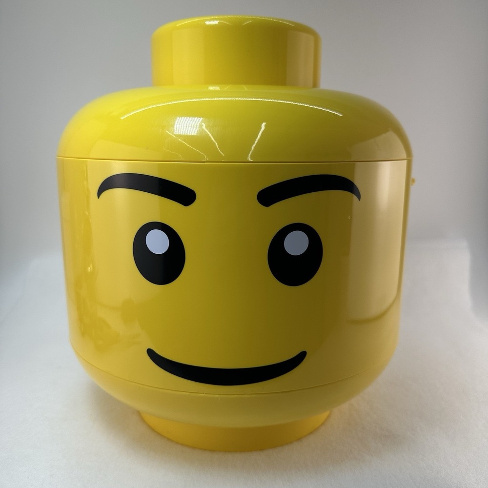 LEGO Large Yellow Minifigure Head Storage Container Stackable Smiling Boy